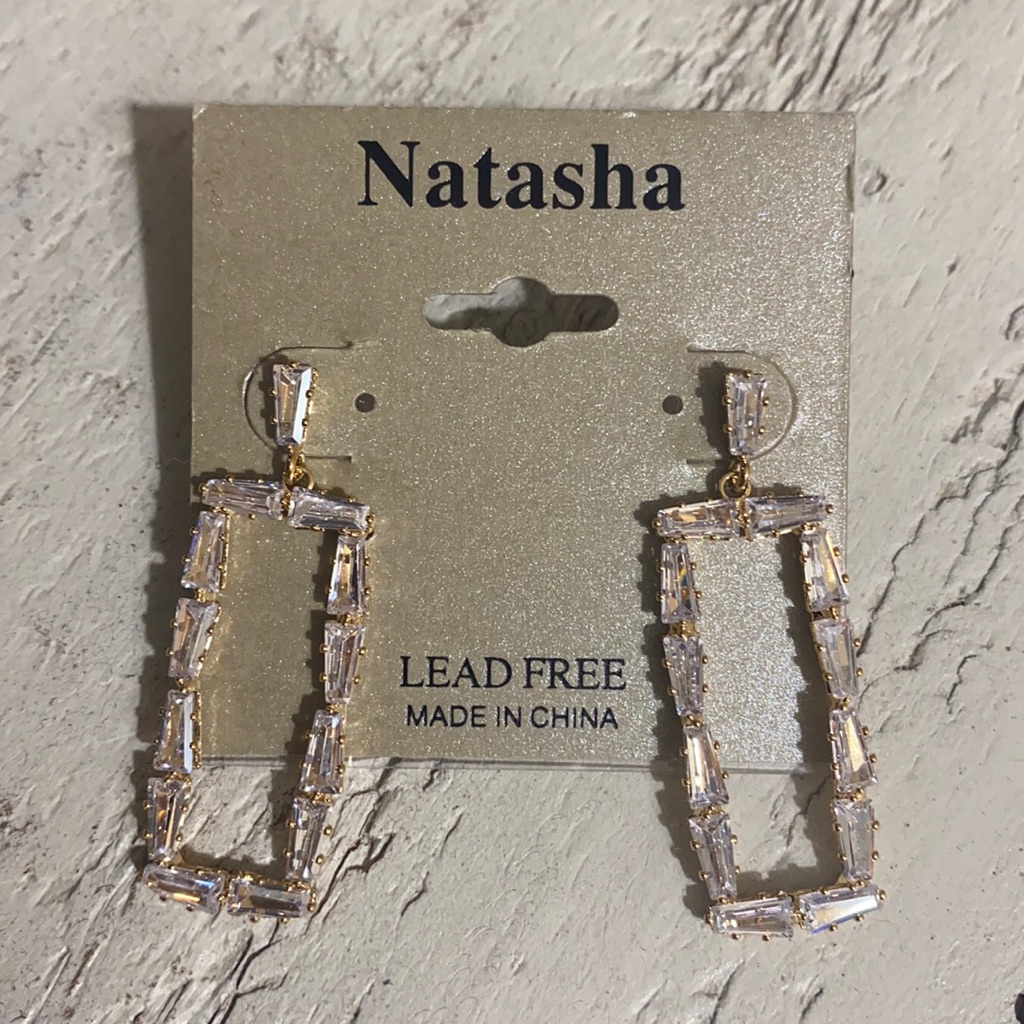 Rhinestone Gold Natasha Drop Earrings 13$
